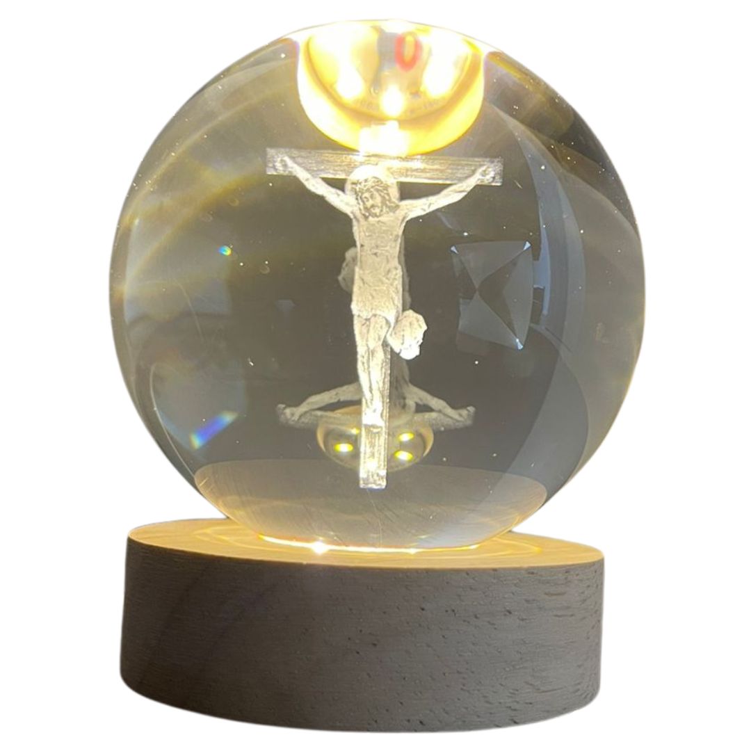 Miniatura 2 de Esfera de cristal 3D - Jesus Crucificado